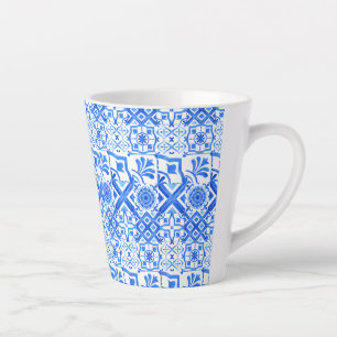 Blauw en wit Azulejo Spaans Azul Pattern Latte Mok