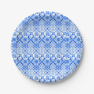 Blauw en wit Azulejo Spaans Azul Pattern Papieren Bordje