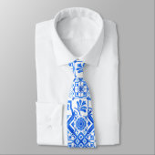 Blauw en wit Azulejo Spaans Azul Pattern Stropdas (Gebonden)