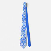 Blauw en wit Azulejo Spaans Azul Pattern Stropdas (Voorkant)