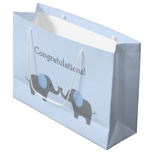 Blauw en wit Baby shower lephant Groot Cadeauzakje