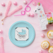 Blauw en wit Baby shower papier Bord (Feest)