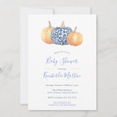 Blauw en wit Baby shower van de luipaard Kaart (Voorkant)