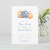 Blauw en wit Baby shower van de luipaard Kaart (Staand voorkant)