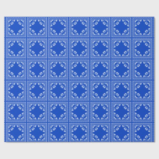 Blauw en wit bandanna-ontwerp cadeaupapier (Vlak)