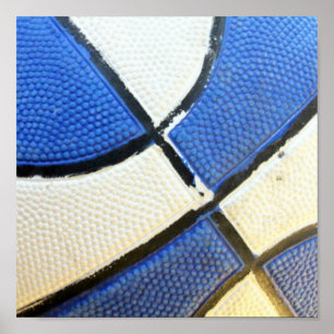 Blauw en wit Basketball Poster