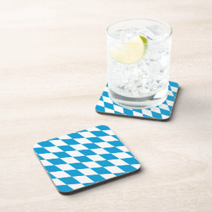 Blauw en Wit Beieren Diamant Vlag Patroon Bier Onderzetter