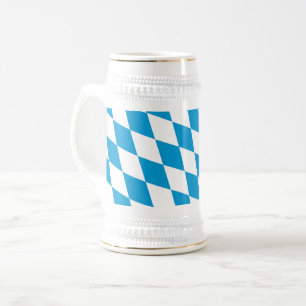 Blauw en Wit Beieren Diamant Vlag Patroon Bierpul