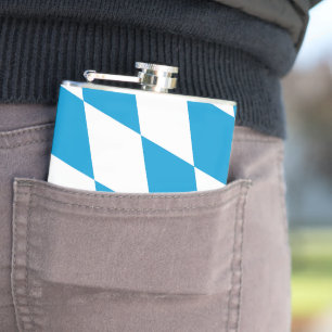 Blauw en Wit Beieren Diamant Vlag Patroon Heupfles