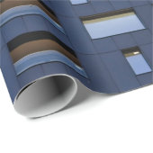 Blauw en wit betongebouw cadeaupapier (Rol Hoek)