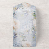 Blauw en wit, bijtend Romantisch diner All In One Uitnodiging (Buitenkant)