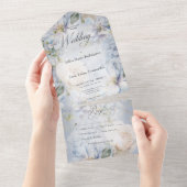 Blauw en wit, bijtend Romantisch diner All In One Uitnodiging (Afscheurbaar)