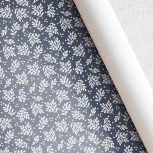 Blauw en Wit Blad Kerstcadeau Cadeaupapier