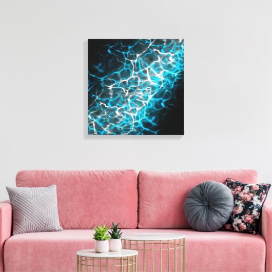 Blauw en wit bliksem waterreflectie canvas afdruk (Insitu (Woonkamer))