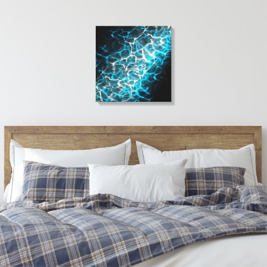 Blauw en wit bliksem waterreflectie canvas afdruk (Insitu (Slaapkamer))