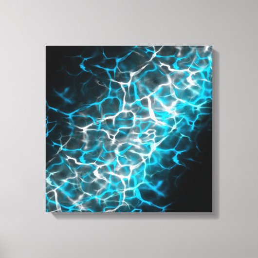Blauw en wit bliksem waterreflectie canvas afdruk (Voorkant)