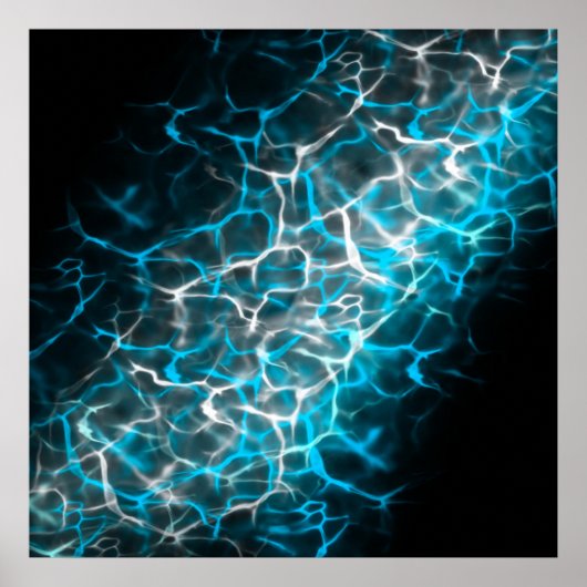 Blauw en wit bliksem waterreflectie poster (Voorkant)
