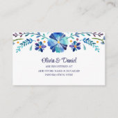 Blauw en wit Bloem Fiesta Huwelijksregister Informatiekaartje (Voorkant)