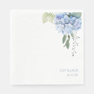Blauw en Wit Bloemen Blauw Hydrangea Bruiloft Servet