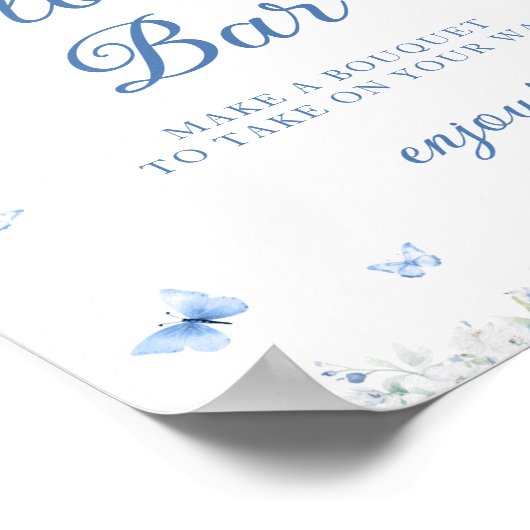 Blauw en wit Bloemen Bloem Bar Poster (Hoek)