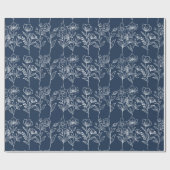 Blauw en Wit Bloemen Bruidsbruiloften Cadeaupapier (Vlak)