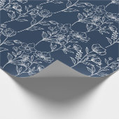 Blauw en Wit Bloemen Bruidsbruiloften Cadeaupapier (Hoek)