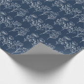 Blauw en Wit Bloemen Bruidsbruiloften Cadeaupapier (Hoek)