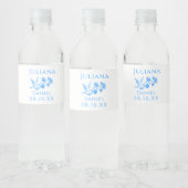 Blauw en wit Bloemen Bruiloft Water Fles Labels Waterfles Etiket (Flessen)