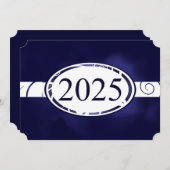 Blauw en wit Bloemen Button 2025 Kaart (Voorkant / Achterkant)