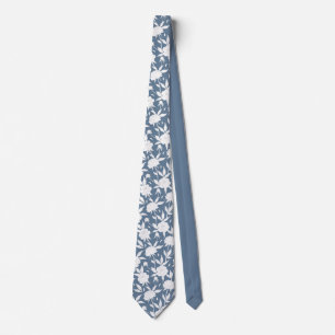 Blauw en Wit Bloemen Patroon Groomsmen Wedding Stropdas