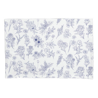 Blauw en wit bloemenkussenhoes kussensloop