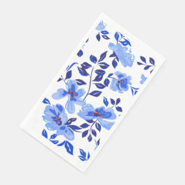 Blauw en wit bloemenpapier Diner servetten