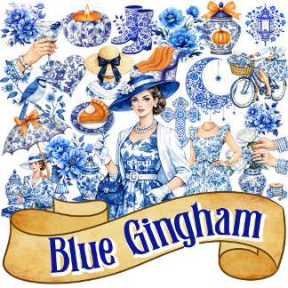 Blauw en wit bloemenschoon 02 sticker