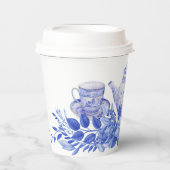 Blauw en wit bloemig bruidsdiner | Theepartij  Papieren Bekers (Voorkant)