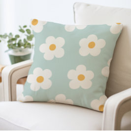 Blauw en wit bloemmotief Daisy Sierkussen