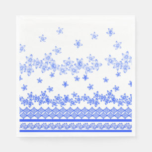 Blauw en wit bloemmotief, servet