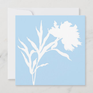 Blauw en Wit Bloemmotief Silhouet Kaart