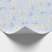 Blauw- en wit bloempatroon cadeaupapier (Hoek)