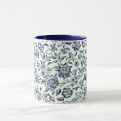  blauw en wit bloempatroon mok (Midden)