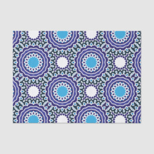 Blauw en wit bohemiaans mozaïekpatroon tissuepapier