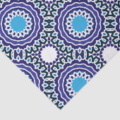 Blauw en wit bohemiaans mozaïekpatroon tissuepapier (Detail)