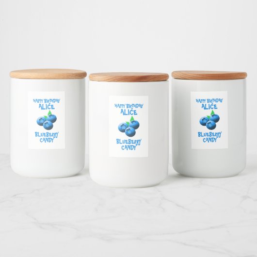 Blauw en wit bosbessen Snoep Voedselcontainer Etiket (Flessen)