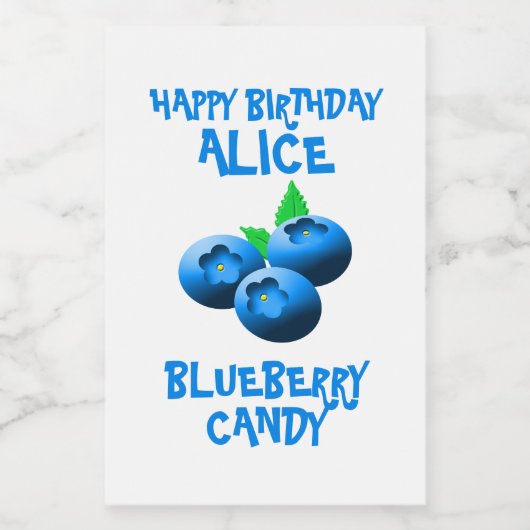 Blauw en wit bosbessen Snoep Voedselcontainer Etiket (Enkel label)