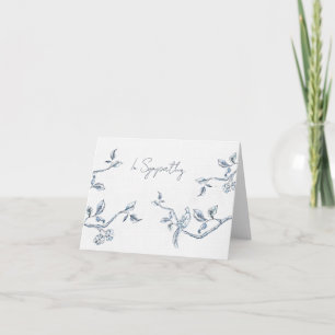 Blauw en wit Botanisch condoleance kaartje Bedankkaart