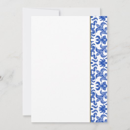 Blauw en Wit Bruidsdouche Uitnodiging (Achterkant)