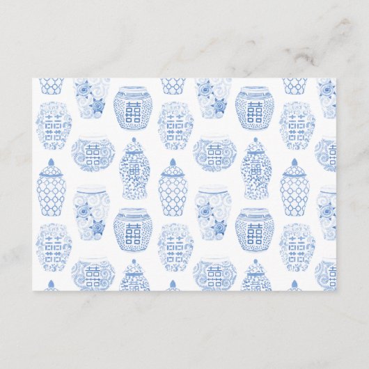 Blauw en wit bruiloft accommodaties register informatiekaartje (Achterkant)