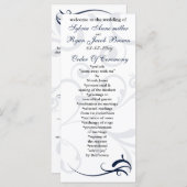 blauw en wit Bruiloftsprogramma Rack Kaart (Voorkant / Achterkant)