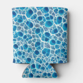 Blauw en wit, bruisend, Abstracte ijsmozaïek Blikjeskoeler (Achterkant)