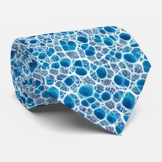 Blauw en wit, bruisend, Abstracte ijsmozaïek Stropdas (Opgerold)