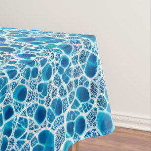 Blauw en wit, bruisend, Abstracte ijsmozaïek Tafelkleed